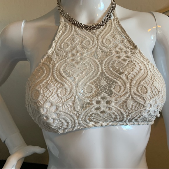 White Lace Swim Top - Picture 3 of 6